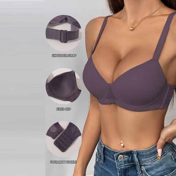 UQJfacai Bras for Women V No Underwire Comfortable Seamless Bras Wireless Supportive Lift Everyday Push Up Bra S-2XL