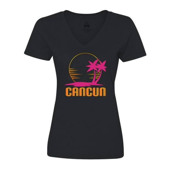 Inktastic Cancun Mexico Sunset Women's V-Neck T-Shirt