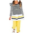 thumbnail image 1 of RXIRUCGD Mode Hauts à Manches Longues Décontractés pour Filles Col Rond Imprimé Bouton Ensembles de Pantalons Longs (Noir, Taille : 3 Ans), 1 of 3