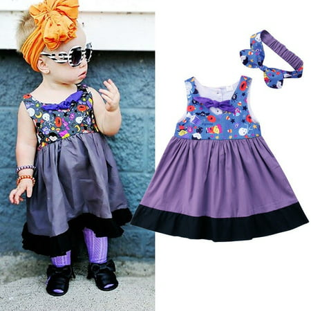 Purple Halloween Baby Girl Princess Dress Party Pageant Formal Dress Costume Outfit