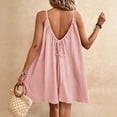 thumbnail image 5 of Asgosdo Women Summer Dresses Cotton Sleeveless Pleated Open Back Drawstring Loose Fit Casual Midi Dress, 5 of 5