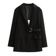 thumbnail image 4 of Great Gifts for Less Ofreoo Womens Solid Color Belt Backless Waist Cinched Long Sleeved Suit Jacket Lightweight Jacket Women, 4 of 9