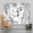 thumbnail image 1 of Tapiz de pared estilo nórdico para fotos, papel tapiz para dormitorio, papel tapiz de pareja pintado a mano, tela de terciopelo engrosado, 150x130cm, con lámpara de luz de estrellas de 6m., 1 of 3