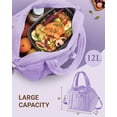 thumbnail image 4 of Insulated Lunch Box for Women, 12L Puffy Reusable Lunch Bag for Work, Office & Picnic, Leak-Proof Tote with Shoulder Strap,Purple, 4 of 6