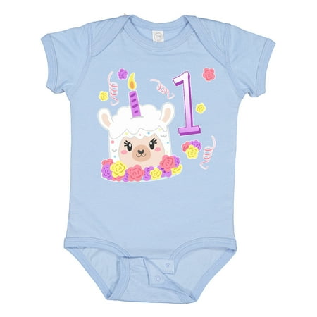 

Inktastic First Birthday- Cute Llama Cake Gift Baby Boy or Baby Girl Bodysuit