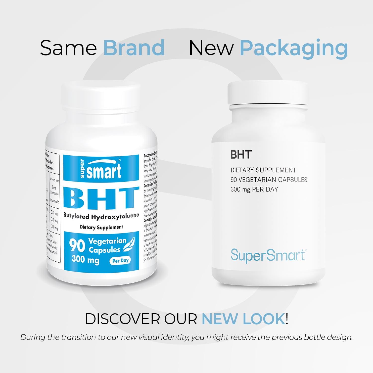SuperSmart BHT Supplement 300mg per Day - Butylated Hydroxytoluene | Non-GMO & Gluten Free - 90 Vegetarian Capsules