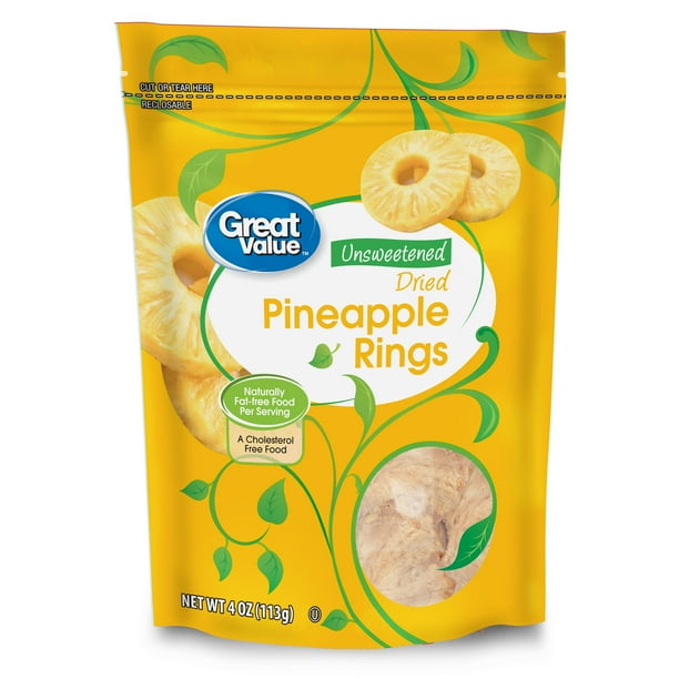 Great Value Unsweetened Dried Pineapple Rings, 4 oz