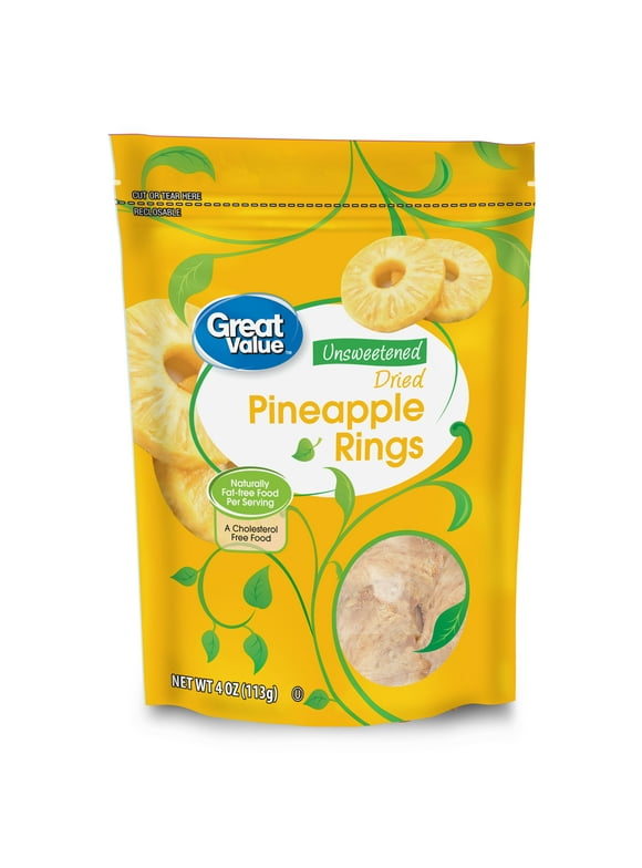 Great Value Unsweetened Dried Pineapple Rings, 4 oz