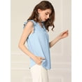 thumbnail image 4 of Allegra K Blusas vintage sin mangas con volantes para mujer Tops de trabajo con ribete de volantes Azul XS, 4 of 6