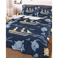 thumbnail image 3 of Quilts Queen Size, Navy Blue Coastal Soft Comforter Bedding Set for Bed, Nautical Modern Art Boat Compass Lightweight Quilted Bedspread with Pillow Cover(2 Pieces) for All Season, 90x96 Inch, 3 of 6