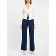 thumbnail image 3 of Faithtur Women Deep V Neck Tops Summer Twist Knot Front Long Sleeve Slim Fit Shirt Trendy Solid Color Ruched Tee, 3 of 5