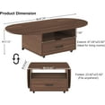 thumbnail image 2 of IBF Foldable Coffee Table with Drawer, Wood Living Room Table with Storage, Multifunctional Oval Center Table with Wheels, Extendable Rolling Tea Table for Living Room Home Office, Walnut, 47 Inch, 2 of 9