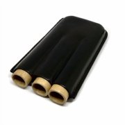Black Leather 3-Finger Cigar Case – (Fleur de Lis)