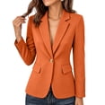 thumbnail image 2 of IUYRTFE Women's Slim Fit Single Button Blazer Long Sleeve Notched Lapel Casual Workwear Jacket, 2 of 6
