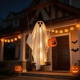 thumbnail image 6 of VORJELT 1.5M Hanging Ghost with Pumpkin Candy Bag - LED Light-Up Outdoor Halloween Decor, Spooky Porch Ornament for Yard and Party White, 6 of 7