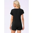 thumbnail image 4 of DARING DIVA Lounge Set Flounce Pajama Set Soild Sleepwear Top 2XL Black, 4 of 7