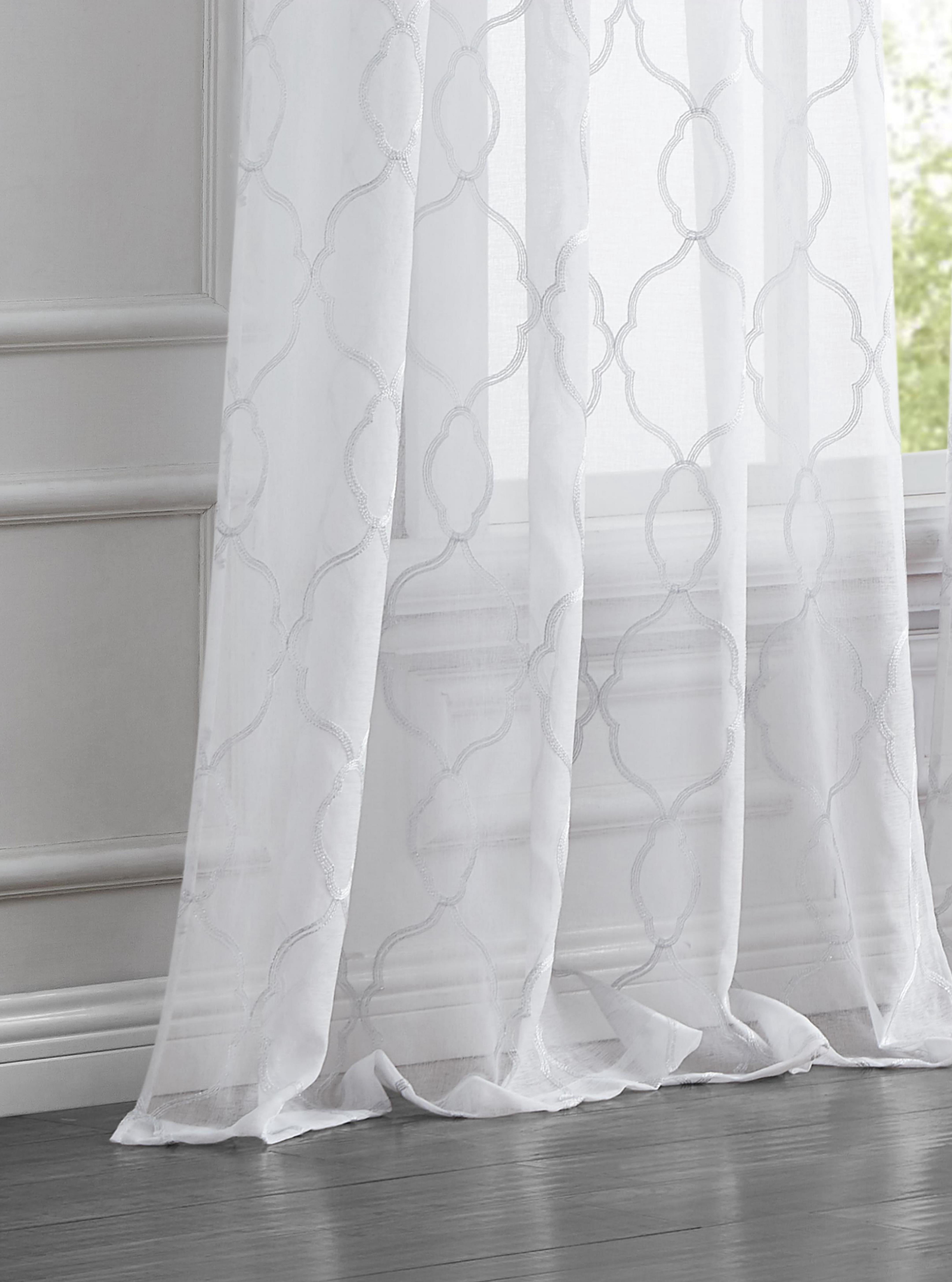 Dainty Home 2-Pack Light Filtering Grommet Curtain Panels, Metallic Embroidered, 54"x84"