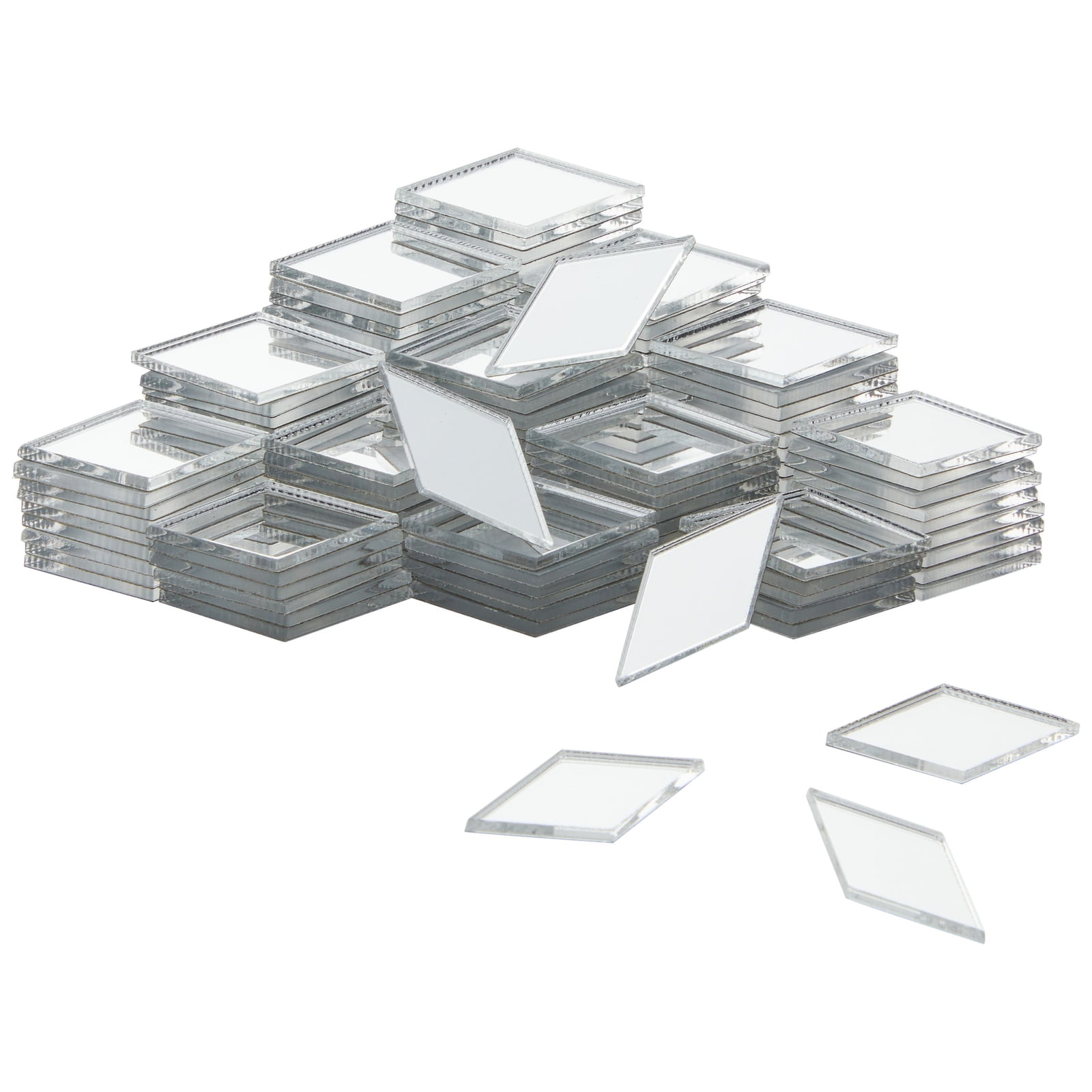 150 Pack Self Adhesive Mirror Tiles for Crafts, Mini Diamond Shaped Peel and Stick Mosaic Pieces