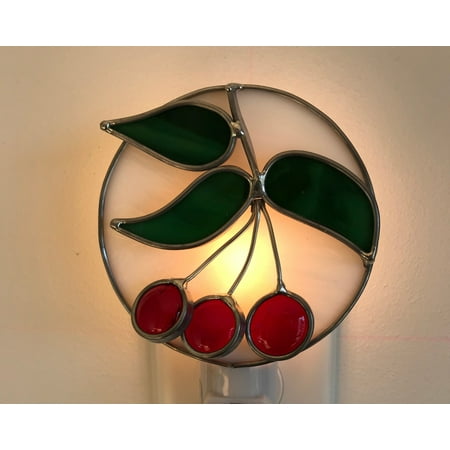 

Cherries Stained Glass Nightlight - Free Shipping - Made in USA