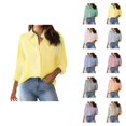thumbnail image 1 of Striped Womens Long Sleeve Shirts 2026 Trendy Button Down Lapel Collared Blouse Shirt, 1 of 2
