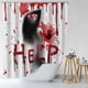 thumbnail image 2 of Cortina de ducha de Halloween, Pascua, mano ensangrentada, ayuda para el baño, difusa, hogar, abstracta, bañera, tela, juego de cortinas de baño, 2 of 5