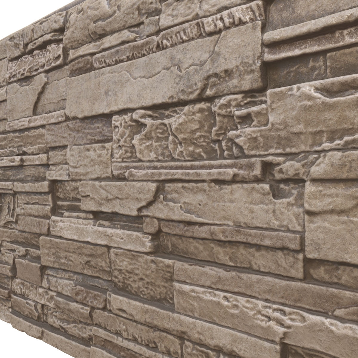 Ekena Millwork 48 5/8"W x 24 3/4"H x 1 1/4"D Cascade Stacked Stone, StoneWall Faux Stone Siding Panel, Soft Ash