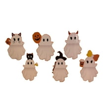 Coollooc Ghostees Mystery Phone Buddy, Stick-On Halloween Ghost & Pumpkin Phone Topper, Cute Strong Adhesive Cling Decoration for Smartphone, Peel-and-Stick Design Figurine, Fun Desk Accessory(6Pcs)