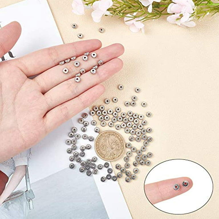 UNICRAFTALE About 20pcs 5 Colors 8mm Stopper Beads with Plastic Rondelle  Spacer Beads Slider Bead Spacers Stainless Steel Beads for Jewelry Making  Findings 2mm Hole 
