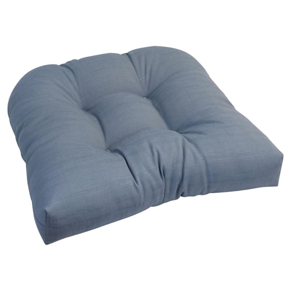 Blazing Needles 93184-1CH-OD-138 19 in. U-Shaped Spun Polyester Outdoor Tufted Dining Chair Cushion, Davinci Sterling