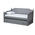 thumbnail image 2 of Baxton Studio Mara Classic and Traditional Grey Fabric Upholstered Grey Finished Wood Twin Size Daybed with Trundle, 2 of 7