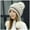 Beige, variant on MSJUHEG Cowboy Hat Beanie for Women Fashion Keep Warm Winter Hats Knitted Wool Hemming Hat with Hair Ball Baseball Cap Bucket Hat Beige One Size