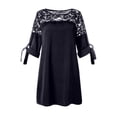 thumbnail image 5 of Bigersell Maternity Dress for Photoshoot Women Summer Fashion Casual Round Neck Short Sleeve Bandage Solid Lace Patchwork Loose Dress Women's Plus Ball Gown Dresses, Style 15517, Black XXL, 5 of 5