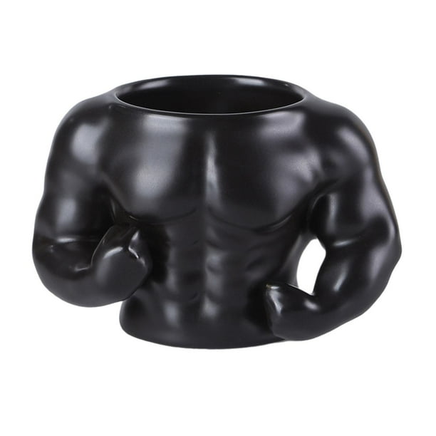 Taza de cerámica con forma de músculo, taza de café de 300ml, contenedor de almacenamiento de oficina, taza de café de para bebidas de té, h Negro