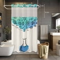 thumbnail image 5 of No Hook Teal Blue Science Shower Curtain with Snap in Liner Set, Funny Cartoon Artwork Wood Grain Waterproof Fabric Bathroom Curtains with See Through Top Window, Hotel Style Small 36 x 72 Inch, 5 of 9