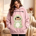 thumbnail image 2 of CUZIBR Cat Carrier Hoodie With Pouch Women Oversized Hoodies Cartoon Animal Hooded Long Sleeve Casual Lounging Pullover,Pink,L, 2 of 5