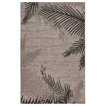 5’ x 7’ Beige Palm Leaves Indoor Outdoor Area Rug