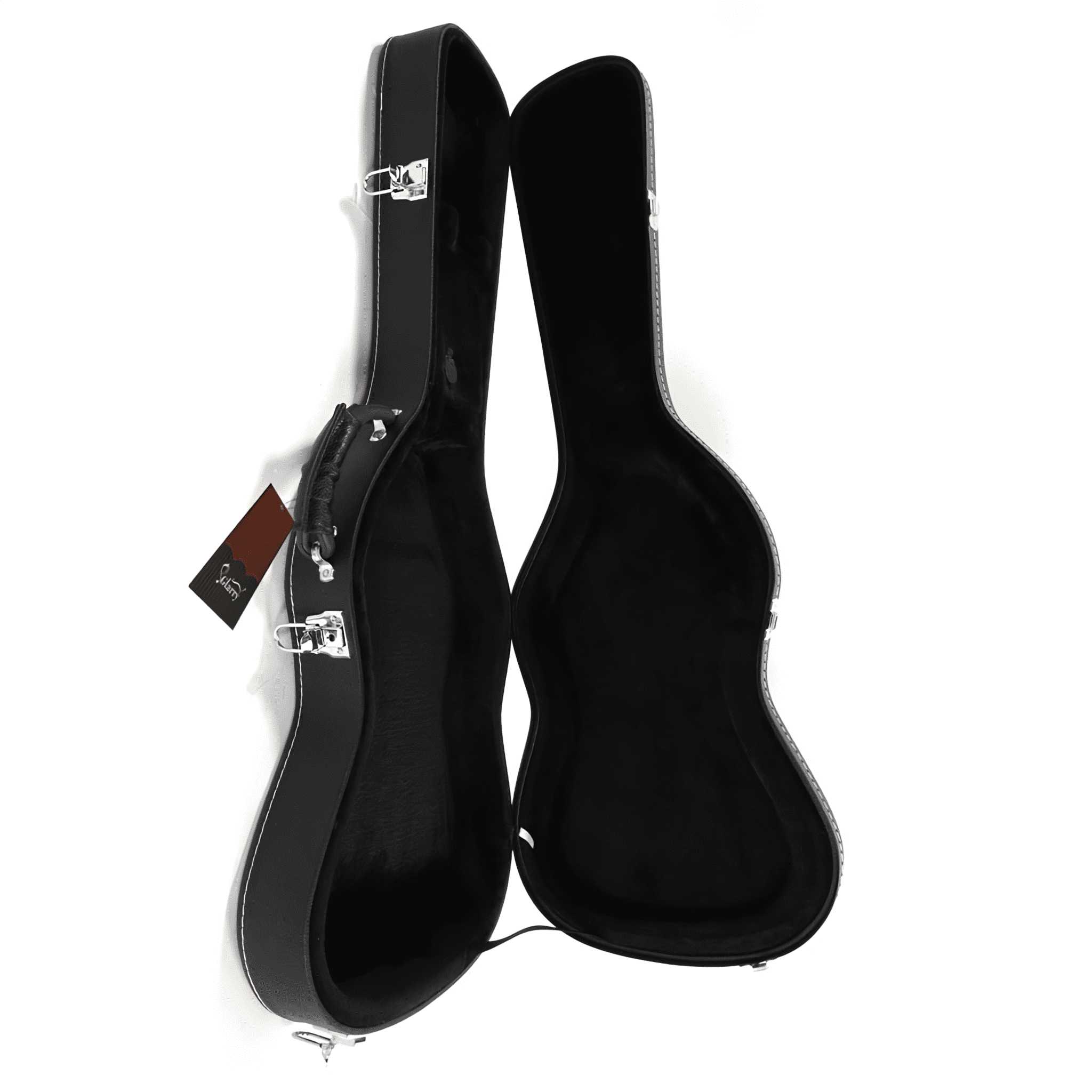ST High Grade Electric Guitar Hard Case Lockable Wood Case with Plush Lining & Accessory Compartment Black