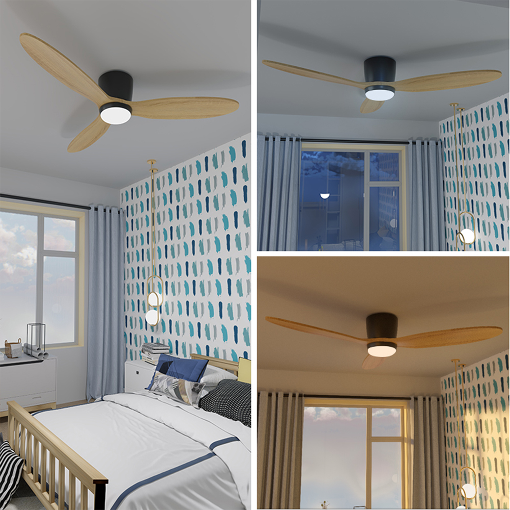 Wozzio Flush Mount 52 inch Ceiling Fan with Light for Indoor/Outdoor