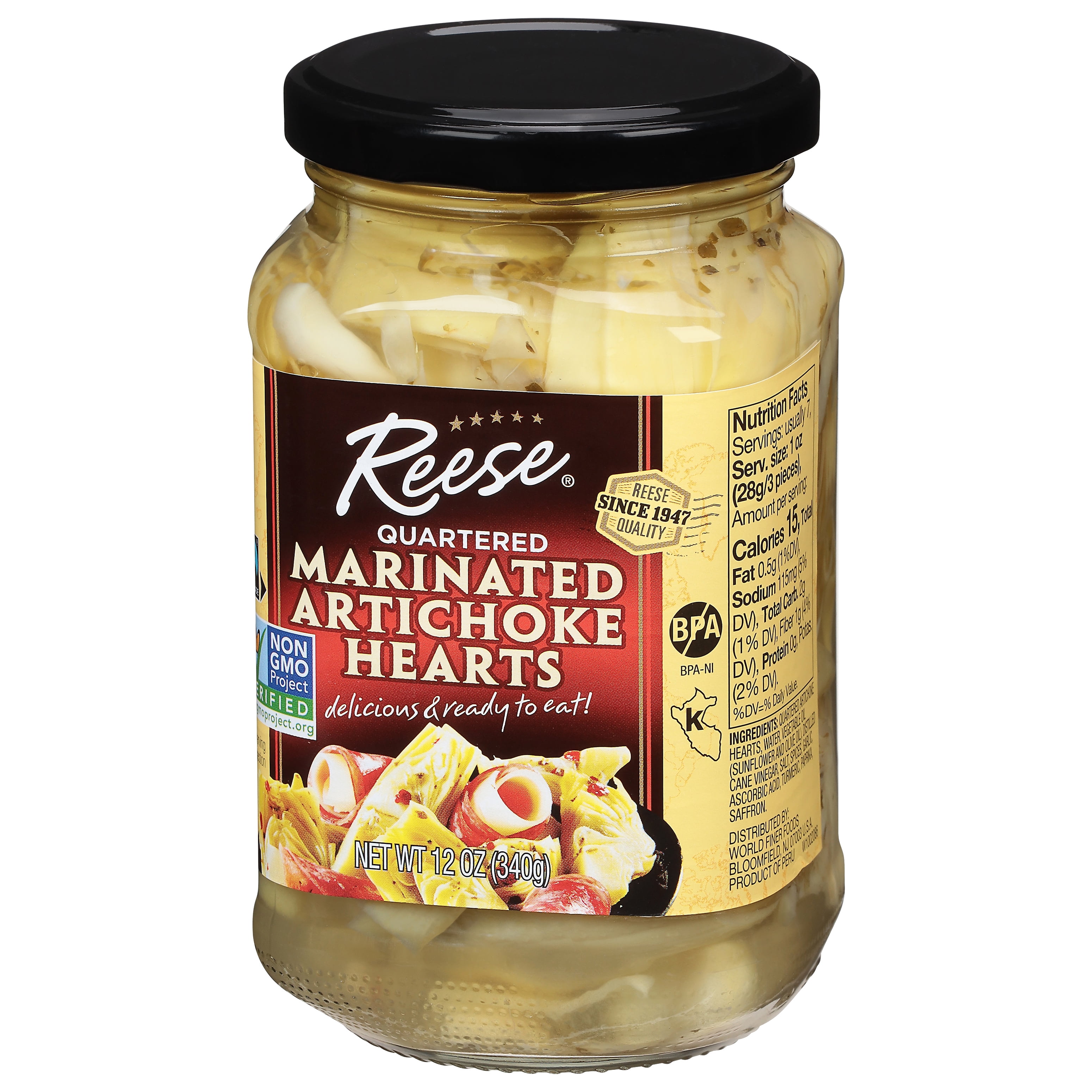(4 pack) Reese Quartered Marinated Artichoke Hearts 12 oz