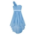 thumbnail image 5 of iiniim Girls One Shoulder Flowers Chiffon Wedding Bridesmaid High Low Dress Pageant Prom Evening Light Blue 12, 5 of 7