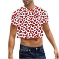 thumbnail image 2 of Blusas y camisas de manga corta y cuello redondo para hombre, blusas de verano con estampado y mangas cortas para hombre., 2 of 8