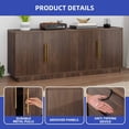 thumbnail image 3 of ModFusion 70" Fluted TV Console with 4 Storage Doors, Suitable for TVs Up to 80 Inch, Modern Media Cabinet for Living Room and Apartment, Walnut, 3 of 10