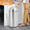 thumbnail image 6 of Garvee Commercial Classic Outdoor/Indoor Trash Can With Push Lid, Round, 13-Gallon, Stainless Steel Garbage Container Trash Bin For Lobby, Office, Restroom, 6 of 6