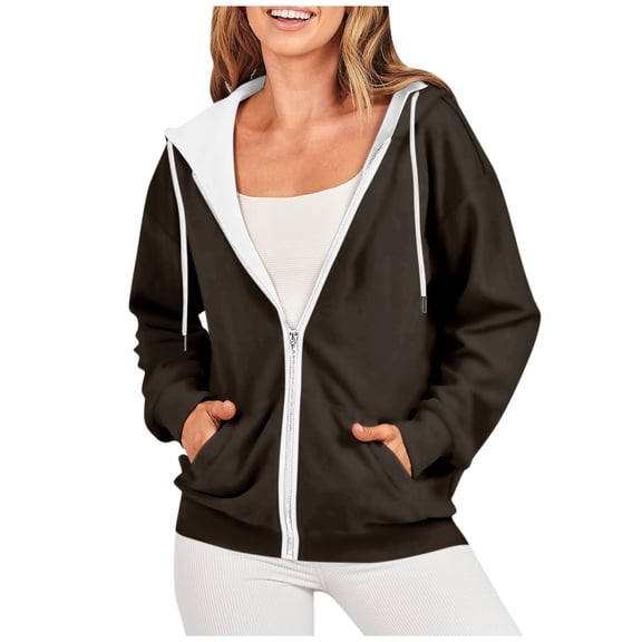 Timegard Womens Zip up Hoodies Long Sleeve Sweatshirts Casual Fall Fashion Jackets with Pockets
