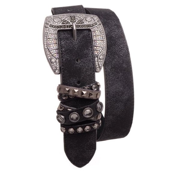 Nomad Creek Women's Rhinestone Studded Leather Belt