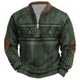 thumbnail image 2 of Tawop Mens Tshirts Crew Neck Long Sleeve Graphic Quarter Zip Green 3XL, 2 of 3