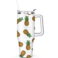 thumbnail image 2 of 40oz Tropical Pineapple Pattern Stainless Steel Flip Straw Tumbler Spill Proof Travel Cup Double Wall Vacuum Insulated Coffee Mug with Top Handle, 2 of 6
