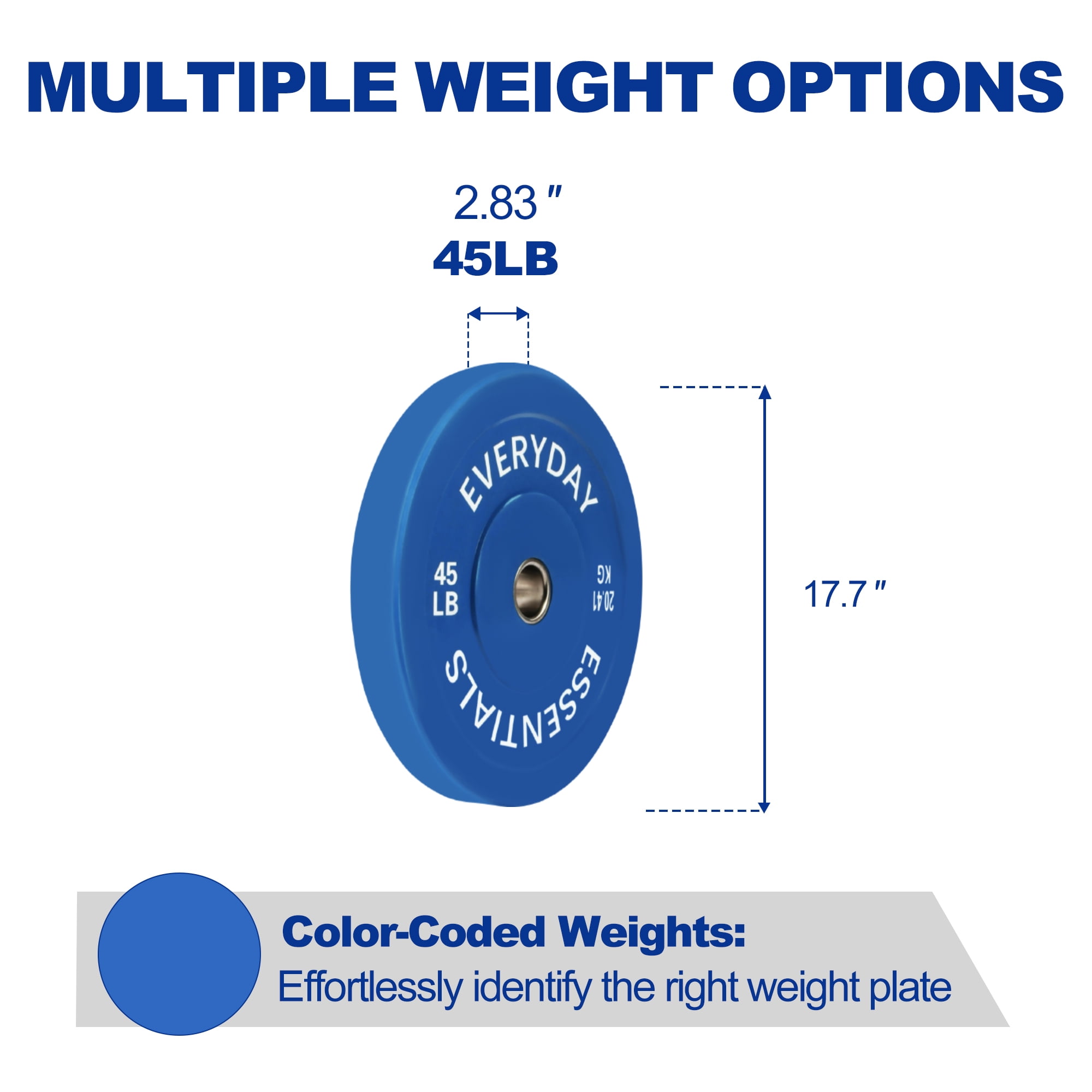 BalanceFrom Olympic Bumper Plate Weight Plate with Steel Hub, Color Coded, 45 lbs Single