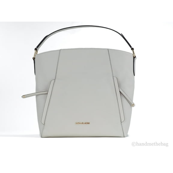 Michael Kors Evie Large Light Cream Pebbled Leather Hobo Shoulder Bag Handbag