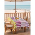 thumbnail image 6 of Outdoor Tablecloth with Umbrella Hole, Colorful Stripe Waterproof Outdoor Table Cover, Modern Pink Purple Yellow Vertical Striped Patio Tablecloths for Party Picnic Camping, Rectangle 52"x70", 6 of 9